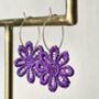 Purple Lace Flower Hoop Earrings, thumbnail 1 of 2