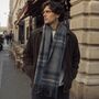 Men’s Blue Grey Checked Wool Scarf Gift For Him, thumbnail 1 of 5