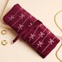 Burgundy Bow Embroidered Velvet Jewellery Roll, thumbnail 1 of 3
