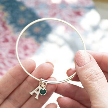 Personalised Initial Birthstone Bangle, 5 of 9