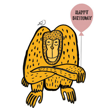 Happy Birthday Monkey With Balloon Card, 3 of 4