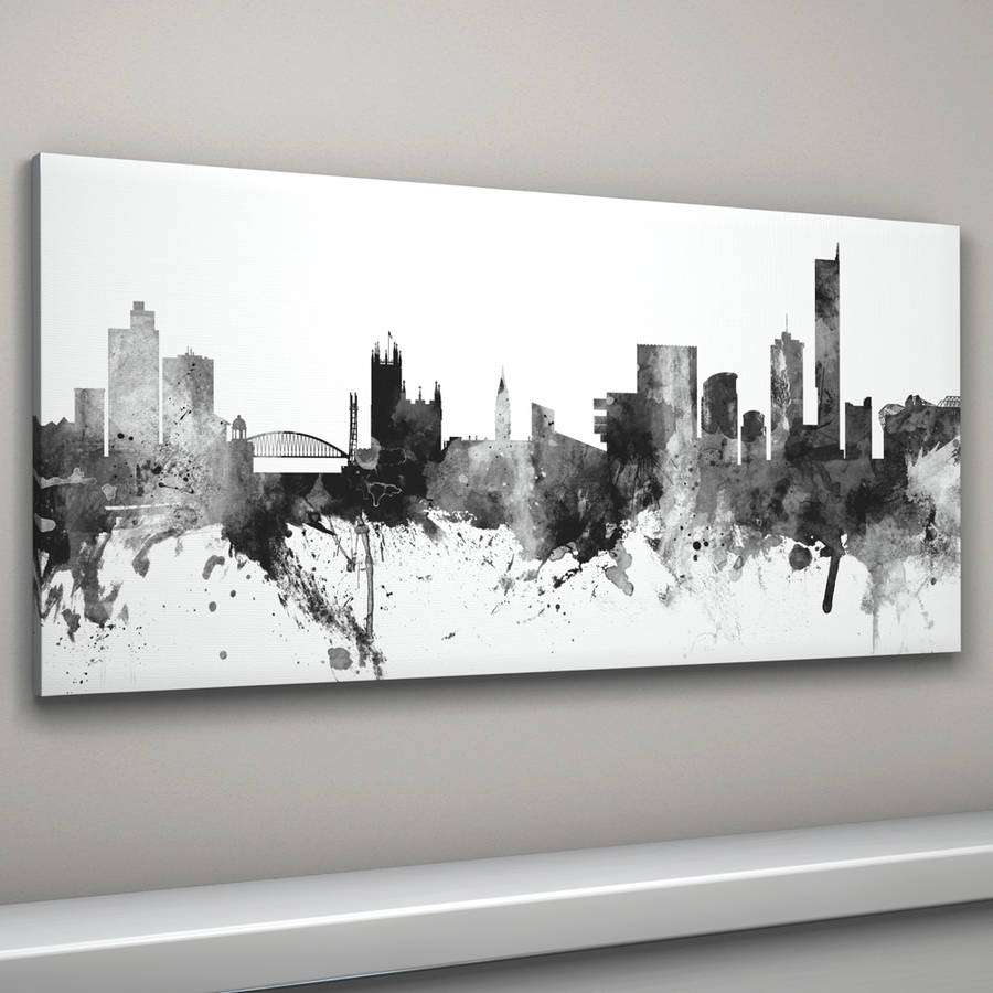 Manchester Skyline Cityscape Black And White By Art Pause ...