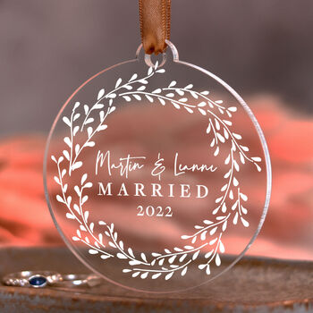 Personalised 1st Christmas Married Hanging Decoration, 4 of 5