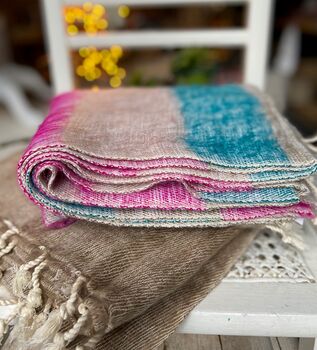 Rust Stripe Wool Mix Blanket Scarf, 3 of 4
