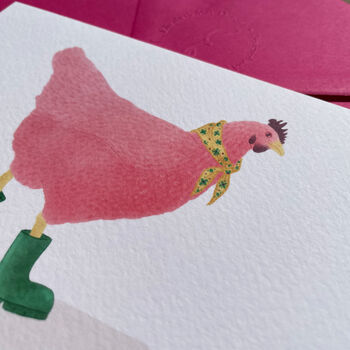 Bubblegum Chicken Illustrated Blank Greeting Card, 7 of 11