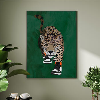 Custom Jaguar Wearing Shoes Personalised Art Print, 2 of 6