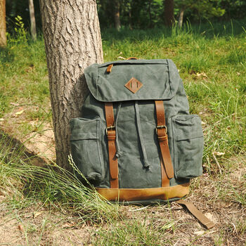 Waxed Canvas Backpack With Draw String, 9 of 12