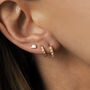 Esme. Gold Plated Opal Huggies, thumbnail 3 of 6