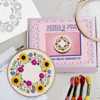 Summer Wreath Floral Embroidery Kit, 5 of 6