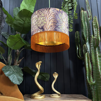 Cinnamon Enchanted Wood Lampshade With Fringing, 2 of 10