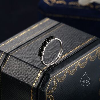 Sterling Silver Natural Black Onyx Half Infinity Ring, 2 of 12