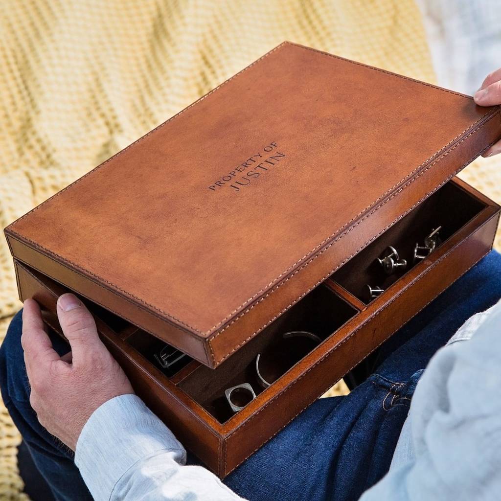 Personalised Mens Leather Storage Box, 1 of 12