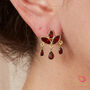 Red Garnet Lotus Flower Stud Drop Earrings, thumbnail 1 of 9