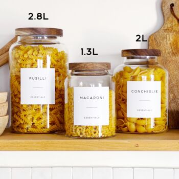 Kitchen Storage Jar With Acacia Wood Lid And Personalised Waterproof Label, 9 of 10
