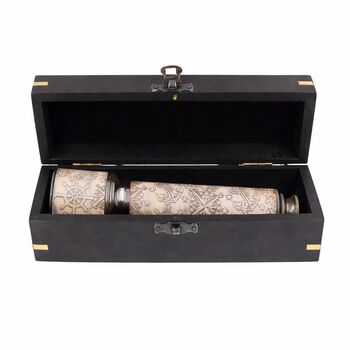 Personalised 16 Inch Gunmetal And Leather Telescope, 2 of 11