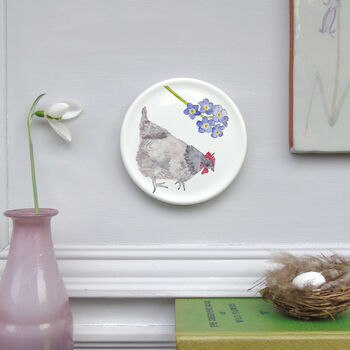 Hens And Forget Me Nots Decorative Mini Wall Plates, 5 of 6