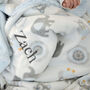 Personalised Blue Elephant And Owl Blanket, thumbnail 6 of 10