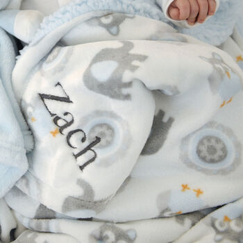 Personalised Blue Elephant And Owl Blanket, 6 of 10