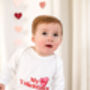 'My First Valentines' Embroidered Personalised Babygro Sleepsuit, thumbnail 4 of 4