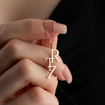 Vertical Initials Necklace In Sterling Silver, 8 of 8