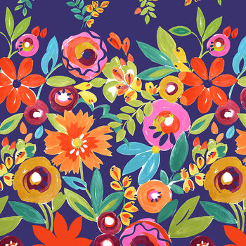 Grandiflora Navy Wool Scarf, 6 of 7