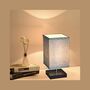 Grey Square Bedside Table Lamp With Linen Fabric Shade, thumbnail 5 of 8