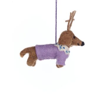 Handmade Felt Rudy The Dachshund Dog Decoration, 2 of 2