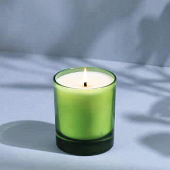 Handmade Lavender Bergamot Green Glass Candle, 3 of 3