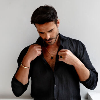 Men's Large Onyx Dog Tag Locket 925 Silver, 2 of 9