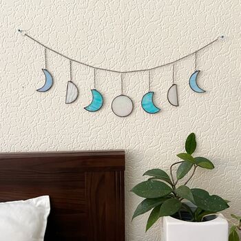 Blue And White Glass Moon Phases Wall Hanging, 6 of 8