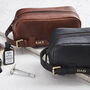 Mens Personalised Leather Wash Bag, thumbnail 3 of 5