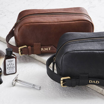 Mens Personalised Leather Wash Bag, 3 of 5