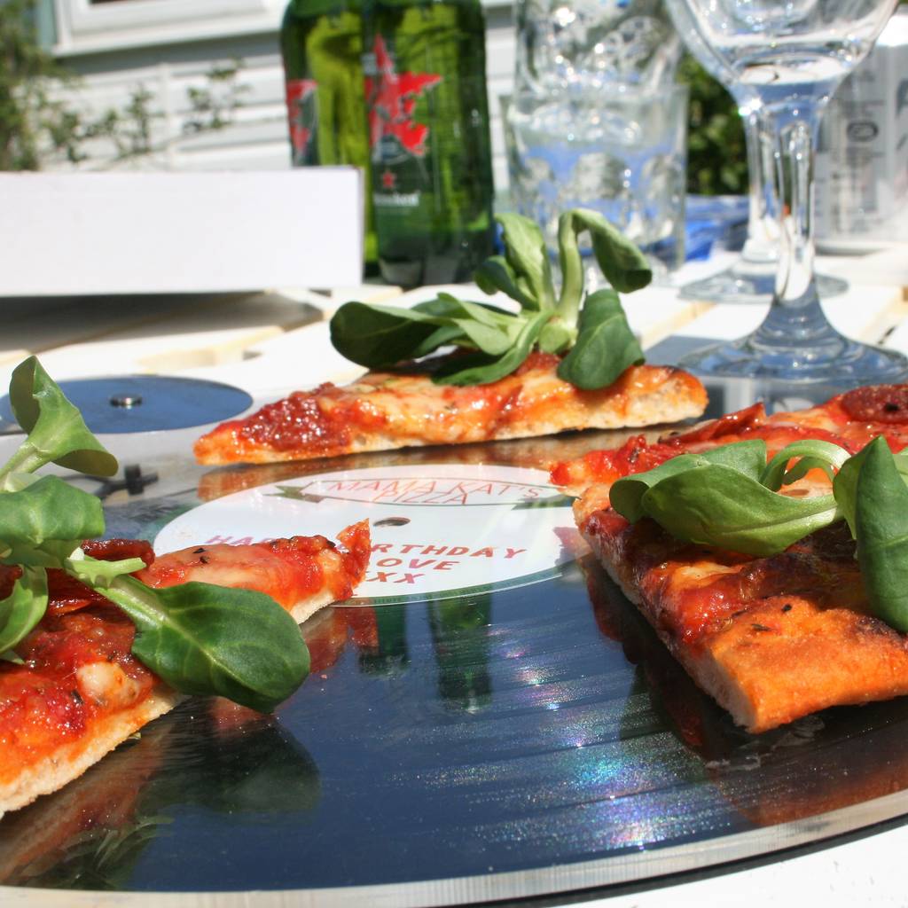 Personalised Vinyl Record Pizza Board And Cutter By MixPixie