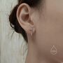 Sterling Silver Four Cz And Droplet Stud Earrings, thumbnail 4 of 10