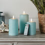 Tru Glow® Blue Distressed LED Remote Pillar Candle Trio, thumbnail 1 of 2