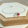 Sterling Silver Garnet Heart Bracelet, thumbnail 6 of 6