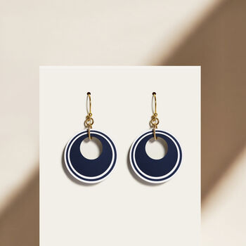 Navy And White Circular Earrings, 3 of 7