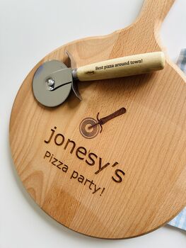 Personalised Round Wooden Pizza Board, 9 of 9