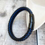 Tread Leather Bracelet Black And Blue, thumbnail 3 of 3