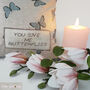 Butterfly Teal Cushion, Personalised New Home Gift, thumbnail 5 of 11