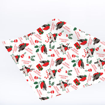 Christmas Robin Personalised Wrapping Paper, 5 of 5