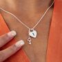 Sterling Silver Heart Shaped Padlock And Key Necklace, thumbnail 1 of 6