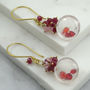 Rose Quartz, Ruby Spinel Gold Earrings, thumbnail 3 of 6