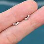 Extra Tiny Curved Cz Bar Stud Earrings Sterling Silver, thumbnail 7 of 12