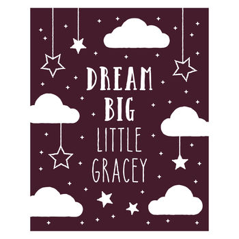 Dream Big Personalised Nursery Kids Room Print, 3 of 5