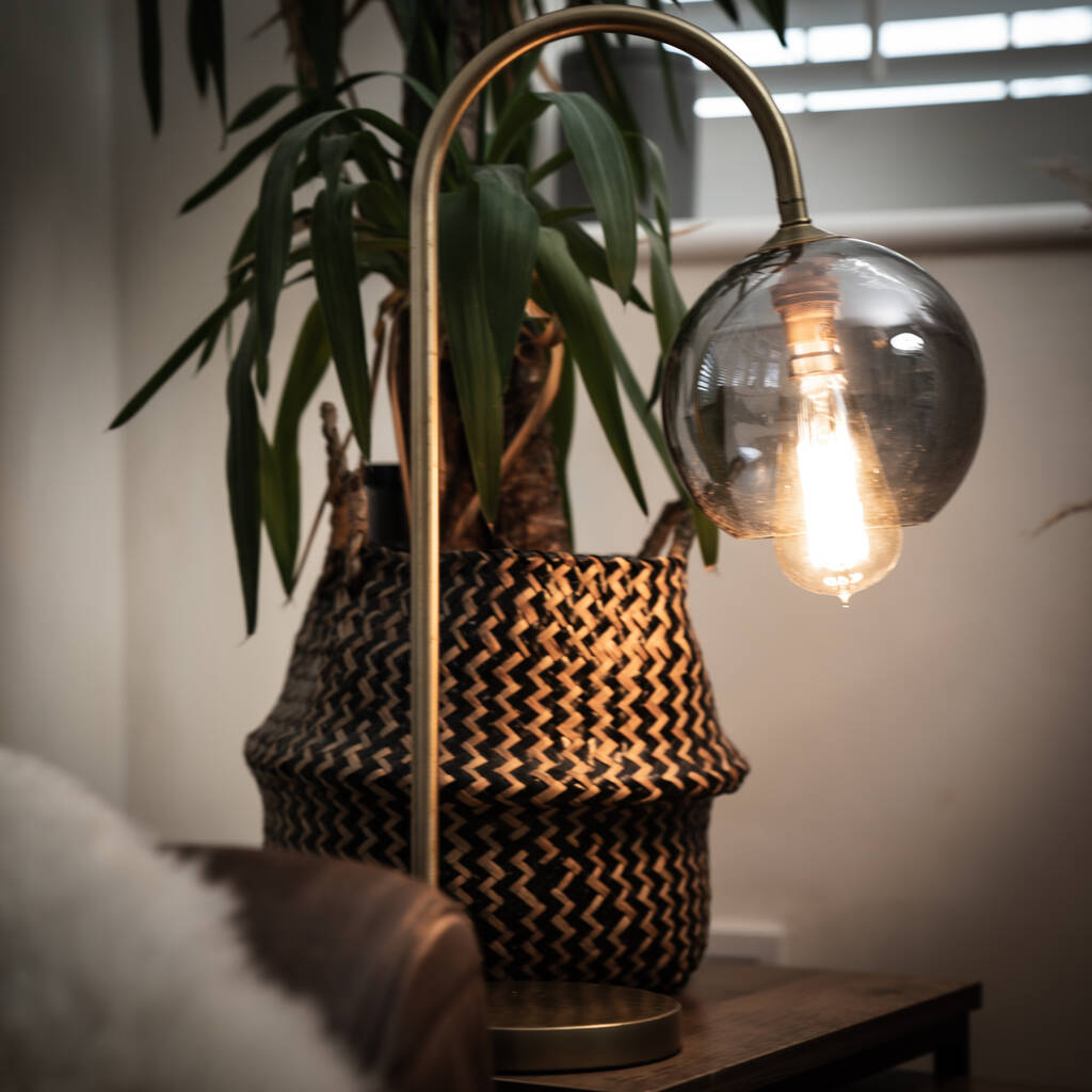 Curved Table Lamp In Brushed Gold Finish By Coultura