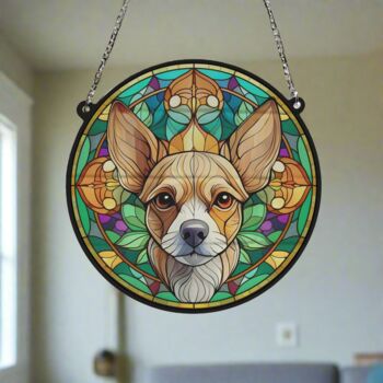 Chihuahua Fawn Stained Glass Effect Suncatcher, 6 of 6