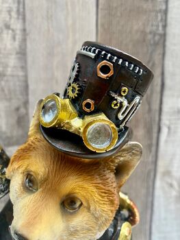 28cm Steampunk Fox Ornament Retro Style Home Décor Figurine Gift, 4 of 8