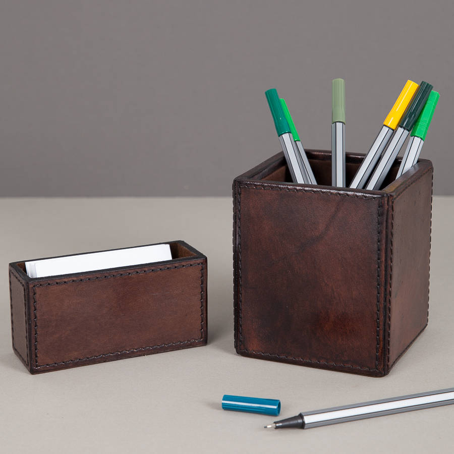 Personalised Leather Desk Set Mini Two Colours By ginger rose