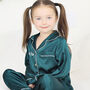 Personalised Girl's Green Satin Pyjama's, thumbnail 1 of 6
